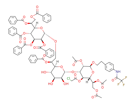 2-(4-trifluoroacetamidophenyl)ethyl O-<2,3,4,6,7-penta-O-benzoyl-L-glycero-α-D-manno-heptopyranosyl>-(1-7)-O-(6-O-benzoyl-L-glycero-α-D-manno-heptopyranosyl)-(1-3)-2,6,7-tri-O-acetyl-4-O-chloroacetyl-L-glycero-α-D-manno-heptopyranoside