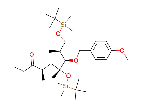 Molecular Structure of 188785-99-1 ((2S,3R,4R,6R)-1,4-bis[(tert-butyldimethylsilyl)oxy]-3-[(4-methoxybenzyl)oxy]-2,4,6-trimethylnonan-7-one)