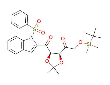 Molecular Structure of 180895-67-4 ((2R,3S)-5-O-(tert-butyldimethylsilyl)-2,3-O-isopropylidene-1-[2-[N-(phenylsulfonyl)indolyl]]-1,4-pentanedione)