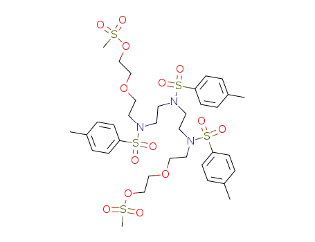 Molecular Structure of 110661-80-8 (Benzenesulfonamide,
4-methyl-N,N-bis[3-[(4-methylphenyl)sulfonyl]-10,10-dioxido-6,9-dioxa-1
0-thia-3-azaundec-1-yl]-)