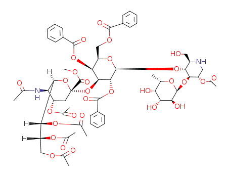(methyl 5-acetamido-4,7,8,9-tetra-O-acetyl-3,5-dideoxy-D-glycero-α-D-galacto-2-nonulopyranosylonate)-(2->3)-(2,4,6-tri-O-benzoyl-β-D-galactopyranosyl)-(1->4)-[α-L-fucopyranosyl-(1->3)]-2-O-acetyl-1,5-dideoxy-1,5-imino-D-glucitol