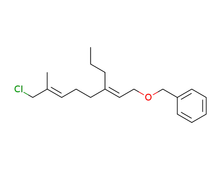 Molecular Structure of 142947-37-3 (Benzene, [[(8-chloro-7-methyl-3-propyl-2,6-octadienyl)oxy]methyl]-,
(E,E)-)