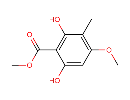 Molecular Structure of 39828-28-9 (Benzoic acid, 2,6-dihydroxy-4-methoxy-3-methyl-, methyl ester)