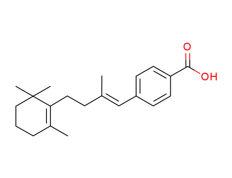 Molecular Structure of 91587-02-9 (Benzoic acid,
4-[2-methyl-4-(2,6,6-trimethyl-1-cyclohexen-1-yl)-1-butenyl]-, (E)-)