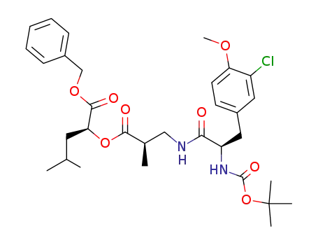 Molecular Structure of 196794-47-5 (benzyl (2S)-2-[(2R)-3-[(2R)-2-tert-butoxycarbonylamino-3-(3-chloro-4-methoxyphenyl) propionylamino]-2-methylpropionyloxy]-4-methylpentanoate)