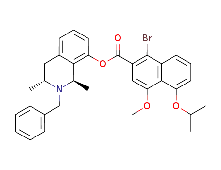 Molecular Structure of 220969-61-9 ((1R,3R)-(N-benzyl-1,3-dimethyl-1,2,3,4-tetrahydroisoquinolin-8-O-yl) 1'-bromo-5'-isopropoxy-4'-methoxy-2'-naphthoate)