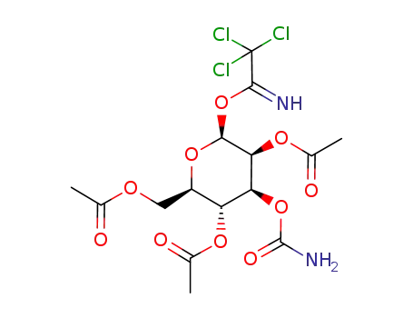 Acetic acid (2S,3S,4S,5R,6R)-5-acetoxy-6-acetoxymethyl-4-carbamoyloxy-2-(2,2,2-trichloro-acetimidoyloxy)-tetrahydro-pyran-3-yl ester