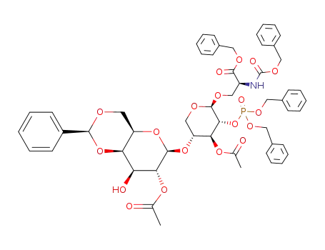 N-benzyloxycarbonyl-O-[O-(2-O-acetyl-4,6-O-benzylidene-β-D-galactopyranosyl)-(1->4)-(3-O-acetyl-2-O-dibenzyloxyphosphinyl-β-D-xylopyranosyl)]-L-serine benzyl ester