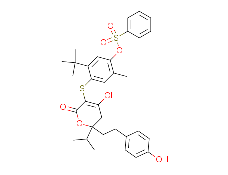 2H-Pyran-2-one,3-[[2-(1,1-dimethylethyl)-5-methyl-4-[(phenylsulfonyl)oxy]phenyl]thio]-5,6-dihydro-4-hydroxy-6-[2-(4-hydroxyphenyl)ethyl]-6-(1-methylethyl)-