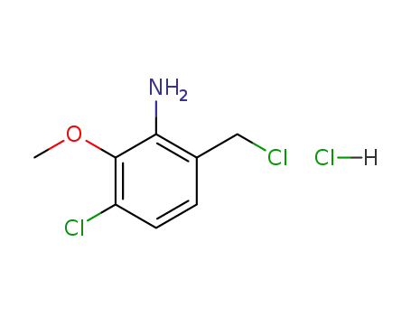 Molecular Structure of 88301-80-8 (Benzenamine, 3-chloro-6-(chloromethyl)-2-methoxy-, hydrochloride)