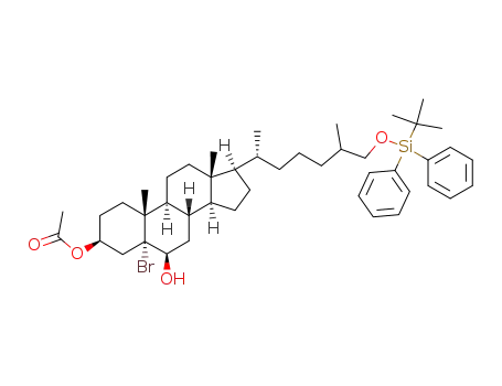 Molecular Structure of 137436-16-9 ((25ξ)-5α-bromo-26-<(tert-butyldiphenylsilyl)oxy>-6β-hydroxy-5α-cholestan-3β-yl acetate)