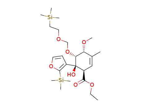 Molecular Structure of 173289-89-9 (ethyl (1R,2S,3R,4R)-2-hydroxy-4-methoxy-5-methyl-3-(2-trimethylsilylethoxymethoxy)-2-(2-trimethylsilyl-3-furyl)cyclohex-5-ene-1-carboxylate)