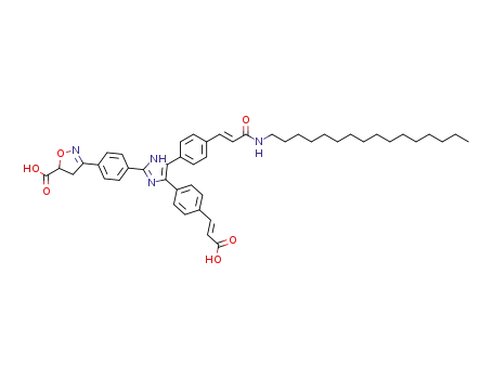 Molecular Structure of 274903-84-3 (3-[4-[4-[4-[(E)-2-Carboxyvinyl]phenyl]-5-[4-[(E)-3-(hexadecylamino)-3-oxo-1-propenyl]phenyl]-1H-imidazol-2-yl]phenyl]-4,5-dihydroisoxazole-5-carboxylic acid)