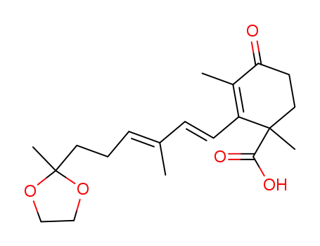 Molecular Structure of 69841-92-5 (2-Cyclohexene-1-carboxylic acid,
1,3-dimethyl-2-[3-methyl-6-(2-methyl-1,3-dioxolan-2-yl)-1,3-hexadienyl]-
4-oxo-, (E,E)-)