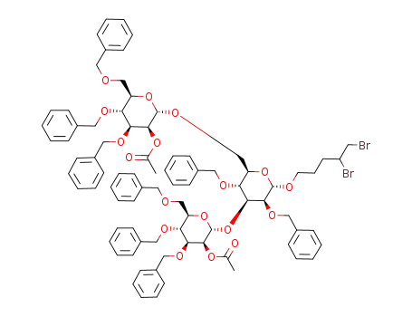 Dibromopentanyl O-(2-O-acetyl-3,4,6-tri-O-benzyl-α-D-mannopyranosyl)-(1->3)-O-<(2-O-acetyl-3,4,6-tri-O-benzyl-α-D-mannopyranosyl-(1->6)>-2,4-di-O-benzyl-α-D-mannopyranoside