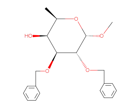 Molecular Structure of 13231-27-1 (Methyl-2,3-di-O-benzyl-6-desoxy-α-D-galactopyranosid)