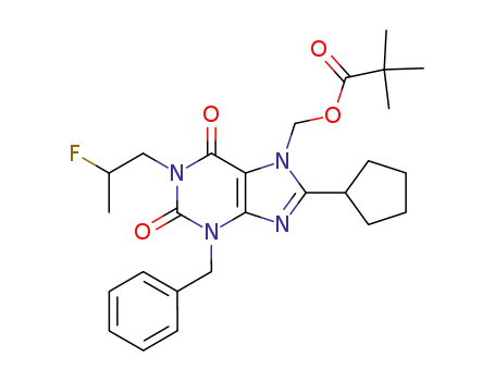 2,2-Dimethyl-propionic acid 3-benzyl-8-cyclopentyl-1-(2-fluoro-propyl)-2,6-dioxo-1,2,3,6-tetrahydro-purin-7-ylmethyl ester