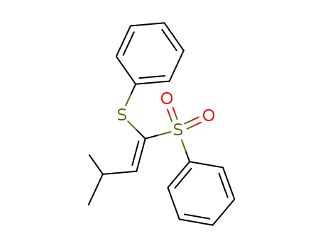 Benzene, 1-[[3-methyl-1-(phenylsulfonyl)-1-butenyl]thio]-, (E)-