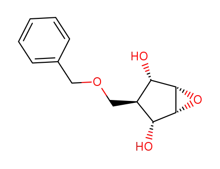 Molecular Structure of 100021-14-5 (2β-benzyloxymethyl-1α,3α-dihydroxy-4α,5α-epoxycyclopentane)