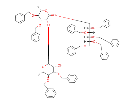 Molecular Structure of 115678-18-7 (2,3,4,5,6-penta-O-benzyl-1-O-<3,4-di-O-benzyl-2-O-(3,4-di-O-benzyl-α-L-rhamnopyranosyl)-α-L-rhamnopyranosyl>-D-glucitol)