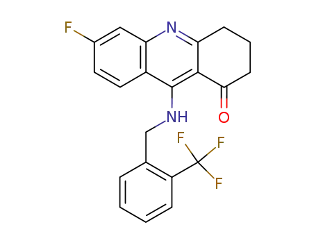 Molecular Structure of 104586-83-6 (3,4-Dihydro-6-fluoro-9-(2-trifluoromethylbenzylamino)-acridin-1(2H)-one)