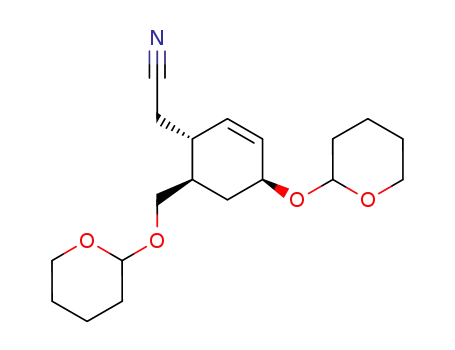 (1S*,4R*,6S*)-4-hydroxy-6-hydroxymethyl-2-cyclohexene-acetonitrile bis (tetrahydropyranyl) ether