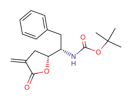 (5R,1'S)-5-<1-<<(tert-butyloxy)carbonyl>amino>-2-phenylethyl>-3-methylenedihydrofuran-2(4H)-one