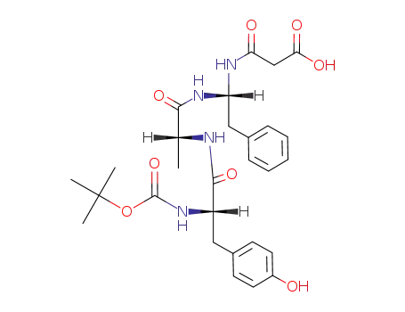 Molecular Structure of 95617-43-9 (D-Alaninamide,
N-[(1,1-dimethylethoxy)carbonyl]-L-tyrosyl-N-[1-[(carboxyacetyl)amino]-2
-phenylethyl]-, (S)-)