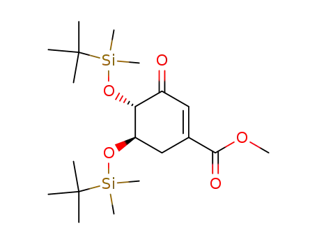 Molecular Structure of 148694-46-6 ((4S,5R)-4,5-Bis-(tert-butyl-dimethyl-silanyloxy)-3-oxo-cyclohex-1-enecarboxylic acid methyl ester)