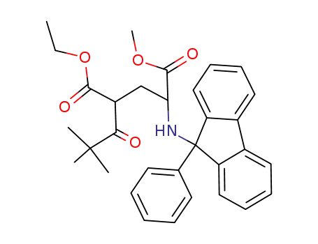 methyl 6,6-dimethyl-5-oxo-4-(ethyloxycarbonyl)-2-[N-(9-phenylfluoren-9-yl)amino]heptanoate