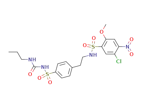 Benzenesulfonamide, 5-chloro-2-methoxy-4-nitro-N-(2-(4-((((propylamino)carbonyl)amino)sulfonyl)phenyl)ethyl)-