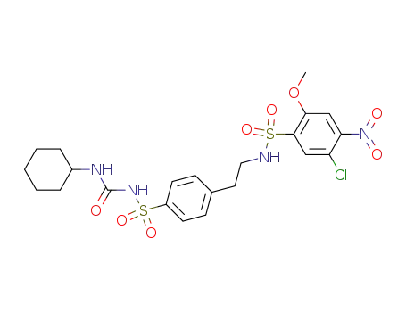 Benzenesulfonamide, 5-chloro-N-(2-(4-((((cyclohexylamino)carbonyl)amino)sulfonyl)phenyl)ethyl)-2-methoxy-4-nitro-