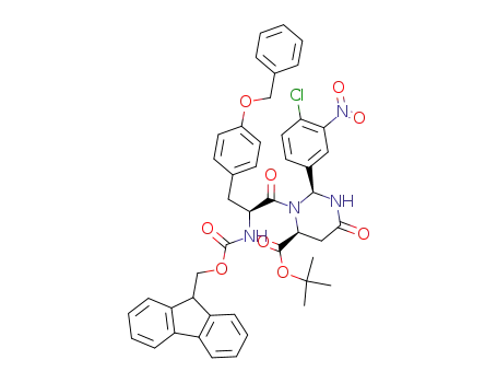 4-Pyrimidinecarboxylic acid,
2-(4-chloro-3-nitrophenyl)-3-[(2S)-2-[[(9H-fluoren-9-ylmethoxy)carbonyl]
amino]-1-oxo-3-[4-(phenylmethoxy)phenyl]propyl]hexahydro-6-oxo-,
1,1-dimethylethyl ester, (2S,4S)-