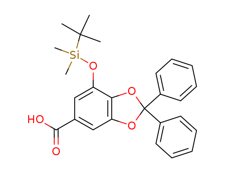 Molecular Structure of 146300-70-1 (1,3-Benzodioxole-5-carboxylic acid,
7-[[(1,1-dimethylethyl)dimethylsilyl]oxy]-2,2-diphenyl-)