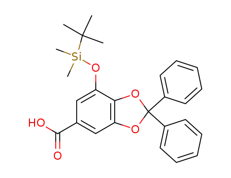 Molecular Structure of 146300-70-1 (1,3-Benzodioxole-5-carboxylic acid,
7-[[(1,1-dimethylethyl)dimethylsilyl]oxy]-2,2-diphenyl-)