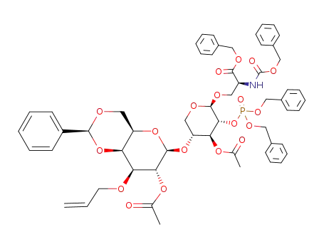 N-benzyloxycarbonyl-O-{O-(2-O-acetyl-3-O-allyl-4,6-O-benzylidene-β-D-galactopyranosyl)-(1->4)-(3-O-acetyl-2-O-dibenzyloxyphosphinyl-β-D-xylopyranosyl)}-L-serine benzyl ester