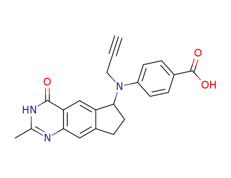 Molecular Structure of 174487-71-9 (4-{N-[(6R/6S)-2-Methyl-4-oxo-3,4,7,8-tetrahydro-6H-cyclopenta[g]quinazolin-6-yl]-N-(prop-2-ynyl)amino}benzoic acid)