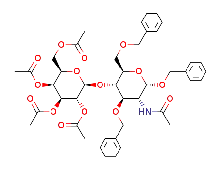Molecular Structure of 58700-48-4 (Benzyl-2-acetamido-3,6-di-O-benzyl-2-desoxy-4-O-(2,3,4,6-tetra-O-acetyl-β-D-galactopyranosyl)-α-D-glucopyranosid)