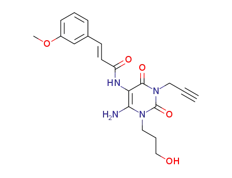 (E)-N-[6-amino-1-(3-hydroxypropyl)-2,4-dioxo-3-prop-2-ynyl-1,2,3,4-tetrahydropyrimidin-5-yl]-3-(3-methoxyphenyl)acrylamide