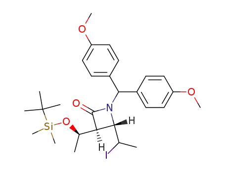 Molecular Structure of 112256-74-3 ((3S,4S)-3-<(R)-1-(t-butyldimethylsilyloxy)ethyl>-1-di-p-anisylmethyl-4-<(RS)-1-iodoethyl>-2-azetidinone)
