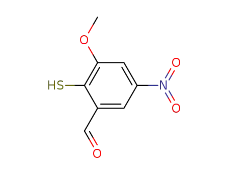 Molecular Structure of 92990-85-7 (Benzaldehyde, 2-mercapto-3-methoxy-5-nitro-)