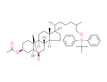 Molecular Structure of 137435-83-7 ((25ξ)-5α-bromo-26-<(tert-butyldiphenylsilyl)oxy>-6β,19-epoxy-5α-cholestan-3β-yl acetate)