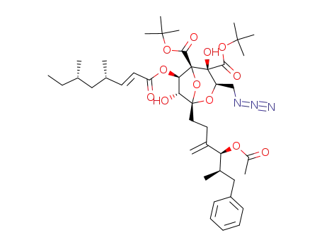 (1S,3R,4S,5R,6R,7R)-1-((4S,5R)-4-Acetoxy-5-methyl-3-methylene-6-phenyl-hexyl)-3-azidomethyl-6-((E)-(4S,6S)-4,6-dimethyl-oct-2-enoyloxy)-4,7-dihydroxy-2,8-dioxa-bicyclo[3.2.1]octane-4,5-dicarboxylic acid di-tert-butyl ester