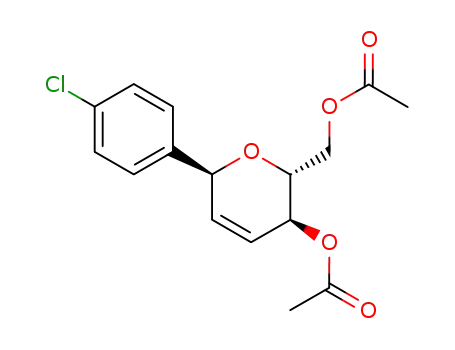 Molecular Structure of 351153-90-7 (1-C-[4,6-di-O-acetyl-2,3-dideoxy-α-D-erythro-hex-2-enopyranosyl]-4-chlorobenzene)