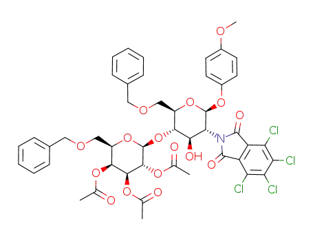 4-methoxyphenyl (2,3,4-tri-O-acetyl-6-O-benzyl-β-D-galactopyranosyl)-(1->4)-(6-O-benzyl-2-deoxy-2-(tetrachlorophthalimido)-β-D-glucopyranoside)