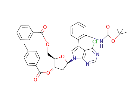 5',3'-di-O-p-toluoyl-6-chloro-7-N-(t-butoxycarbonyl)aniline-7-deazapurine-2'-deoxyriboside