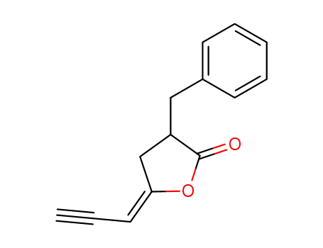 Molecular Structure of 103437-63-4 (2(3H)-Furanone, dihydro-3-(phenylmethyl)-5-(2-propynylidene)-, (E)-)