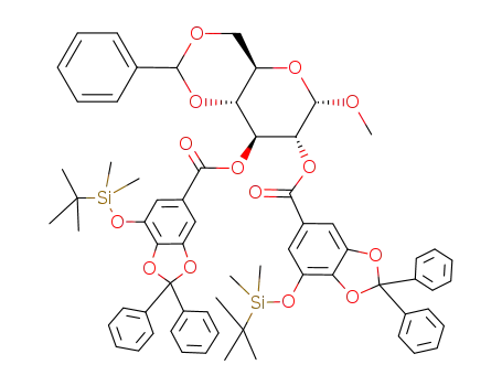 methyl 4,6-O-benzylidene-2,3-bis(3-(tert-butyldimethylsiloxy)-4,5-((diphenylmethylene)dioxy)benzoyl)-α-D-glucopyranoside