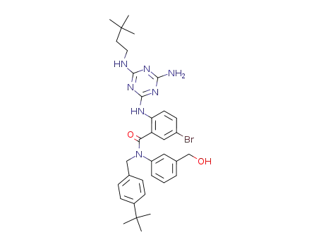 2-[4-Amino-6-(3,3-dimethyl-butylamino)-[1,3,5]triazin-2-ylamino]-5-bromo-N-(4-tert-butyl-benzyl)-N-(3-hydroxymethyl-phenyl)-benzamide