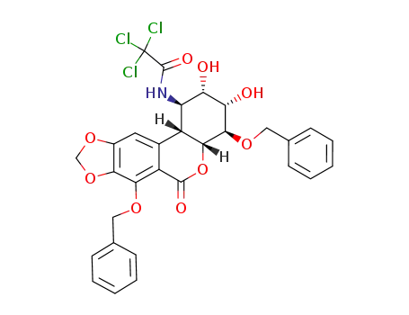 <(+/-)-(1α,2β,3β,4α,4aα,11bα)>-1,2,3,4,4a,11b-Hexahydro-2,3-dihydroxy-4,7-bis(phenylmethoxy)-1-<(2,2,2-trichloroacetyl)amino>-6H-<1,3>benzodioxolo<5,6-c><1>benzopyran-6-one